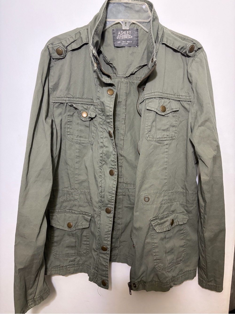 ASHLEY OUTERWEAR Women's Green Military Style Jacket large
